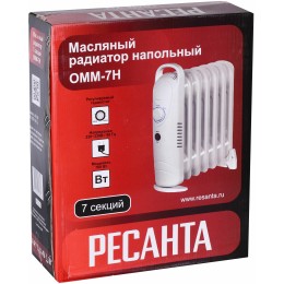 Масляный обогреватель РЕСАНТА ОММ- 7Н [67/3/1] 0,7кВт, 370?130?430, 7 секций, 4,9 кг }